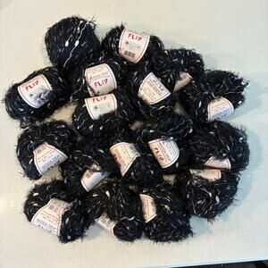 Moda Dea FLIP Yarn 16 + Hanks Skeins Bundle Lot Novelty Eyelash Black Multicolor